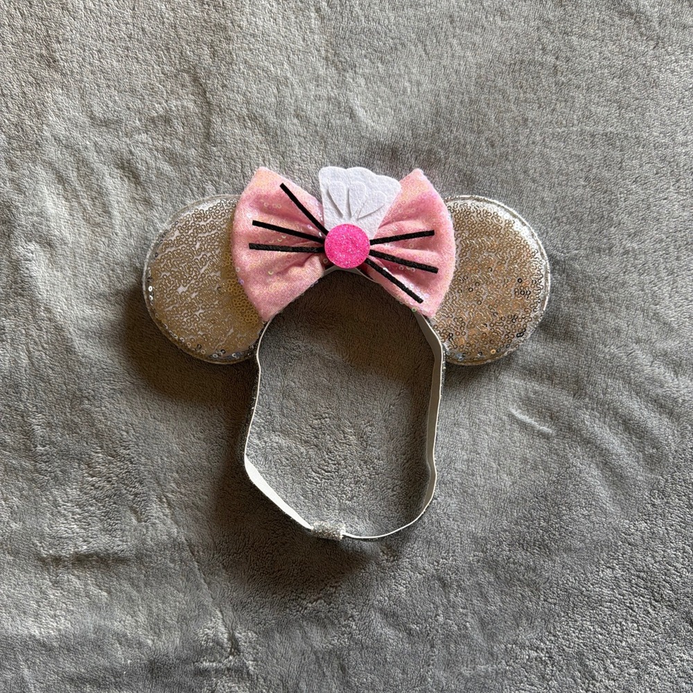 Disney Ratatouille Remy Chef Mickey Mouse Ears Headband Pink Silver - E537